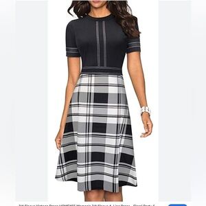 HOME YEE. Elegant Black and White Plaid Dress. SIZE KL